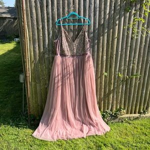 Anthropologie BHLDN Embellished Mauve Gown, size 24.